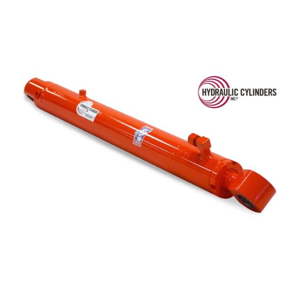 Replacement hydraulic arm cylinder for Kubota KX121-3, KX121-3S, and KX121-3ST excavators; replaces OEM part number RD118-67603. Replacement hydraulic arm cylinder for Kubota KX121-3 series excavators, replaces OEM RD118-67603, orange welded cylinder.