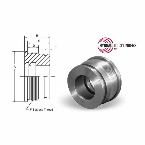 Internally Threaded Head, 8.000" Bore, 5.000" Rod