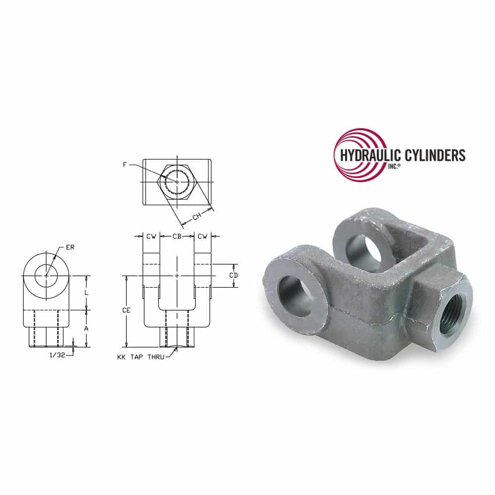 BDC-05 Rod Clevis with 1/2" Pin Hole & 7/16-20 Thread USIP 