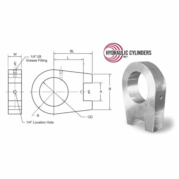 Spherical Tang – Snap Ring (Rod End), 2.000" Pin Diameter