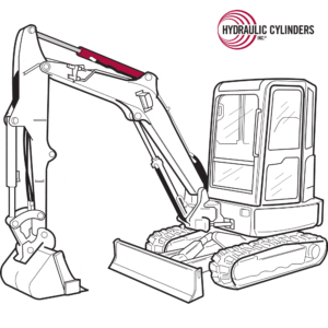 Sketch of an excavator highlighting the arm cylinder