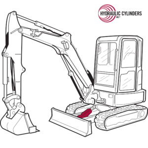 Sketch of an excavator highlighting the blade cylinder