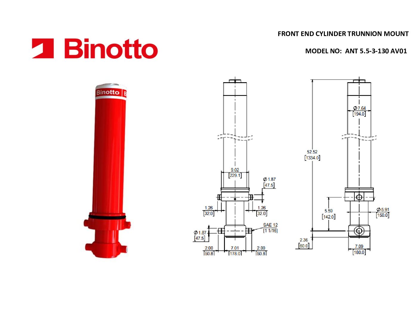 ANT 5.5-3-130 AV01 Binotto SAT Telescopic Cylinders