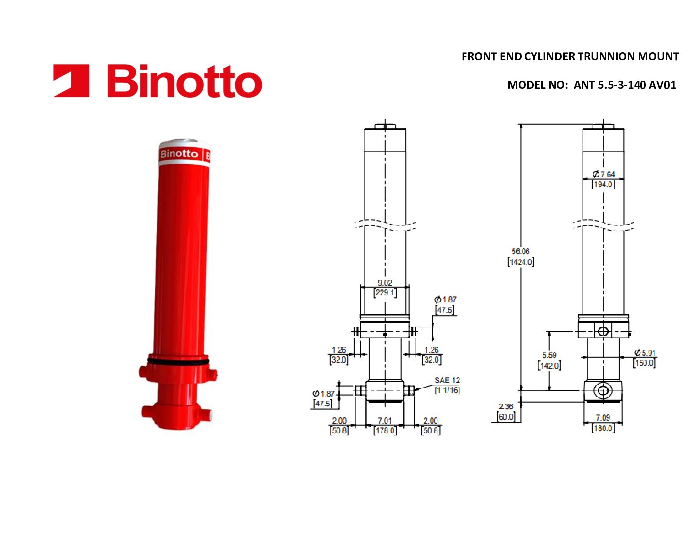 ANT 5.5-3-140 AV01 Binotto SAT Telescopic Cylinders