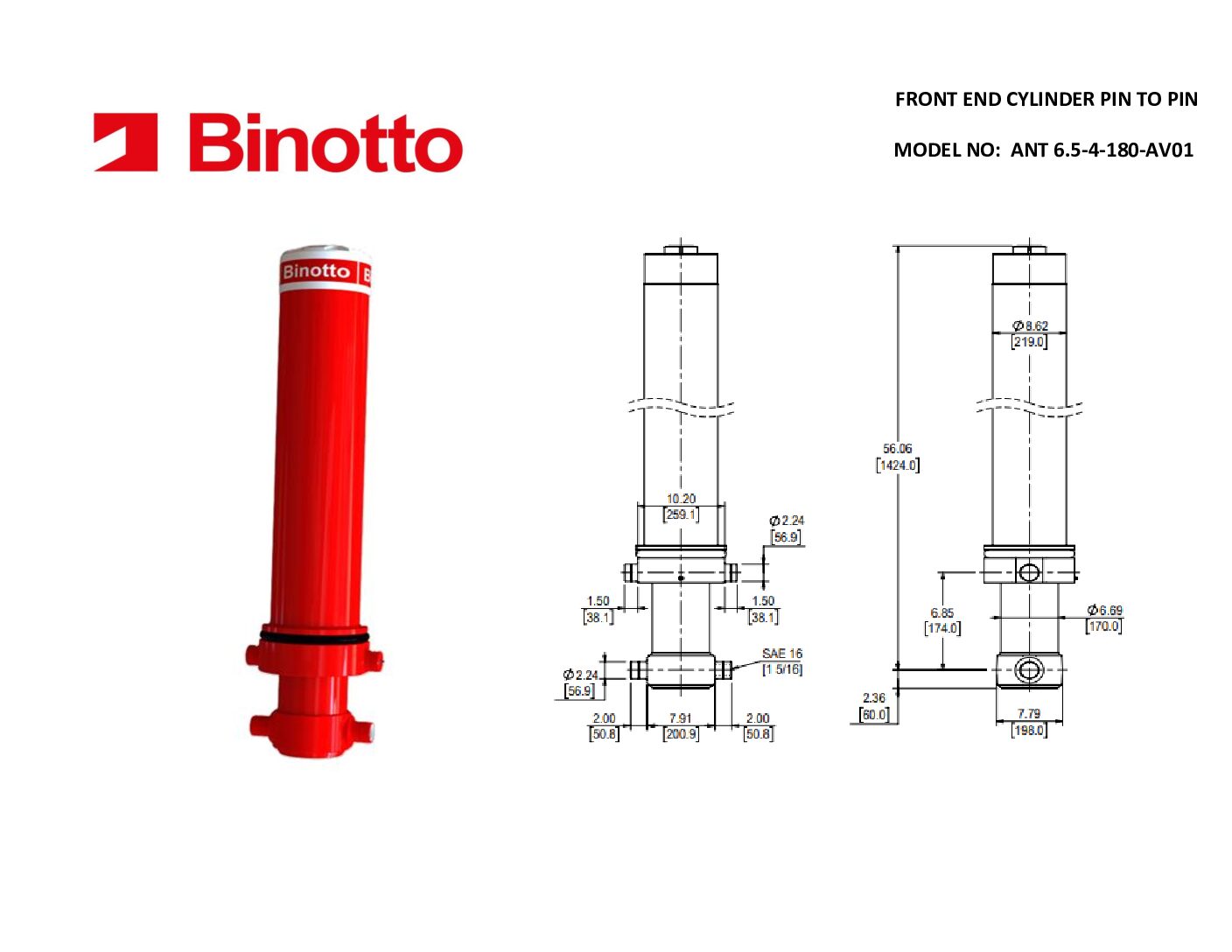 6.5-4-180-AV01 Binotto SAT Telescopic Cylinders
