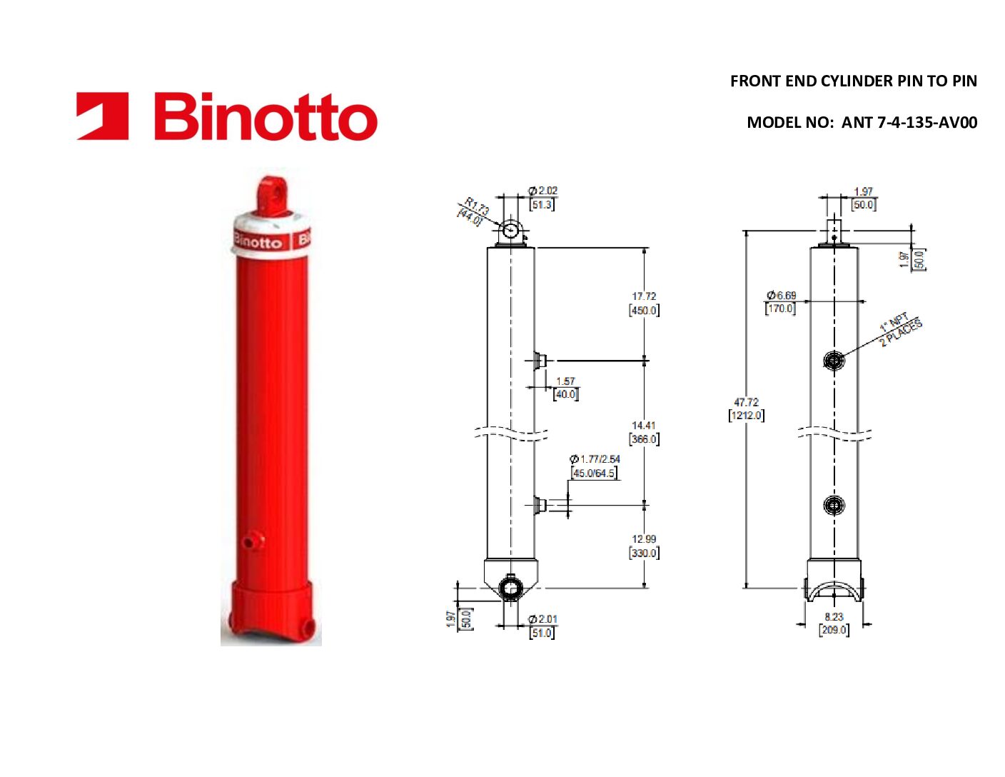B3C 7-4-135-AV00Binotto SAT Telescopic Cylinder