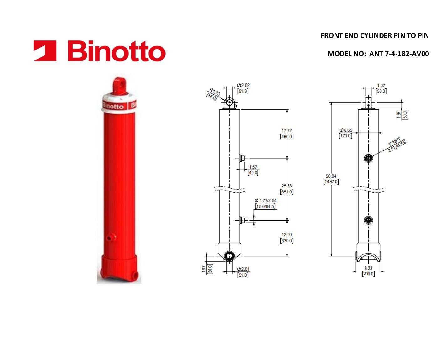 B3C 7-4-182-AV00 Binotto SAT Telescopic Cylinder