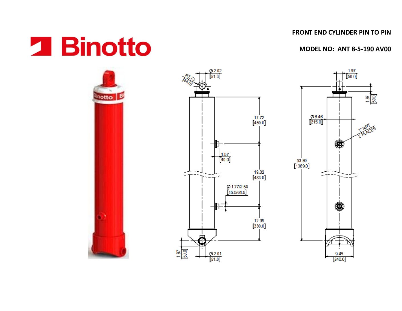 8-5-190-AV00 Binotto SAT Telescopic Cylinder