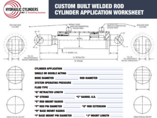 Custom Built Welded Rod Hydraulic Cylinder Worksheet
