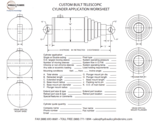 Custom Built Telescopic Cylinder Application Worksheet